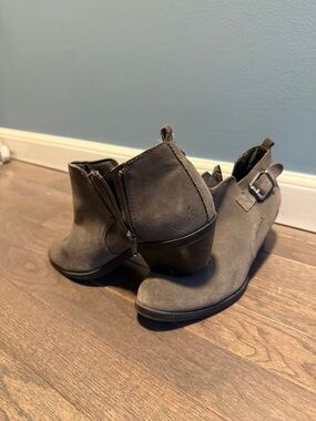 Sonoma Gray Suede Ankle Booties with Buckle Detail